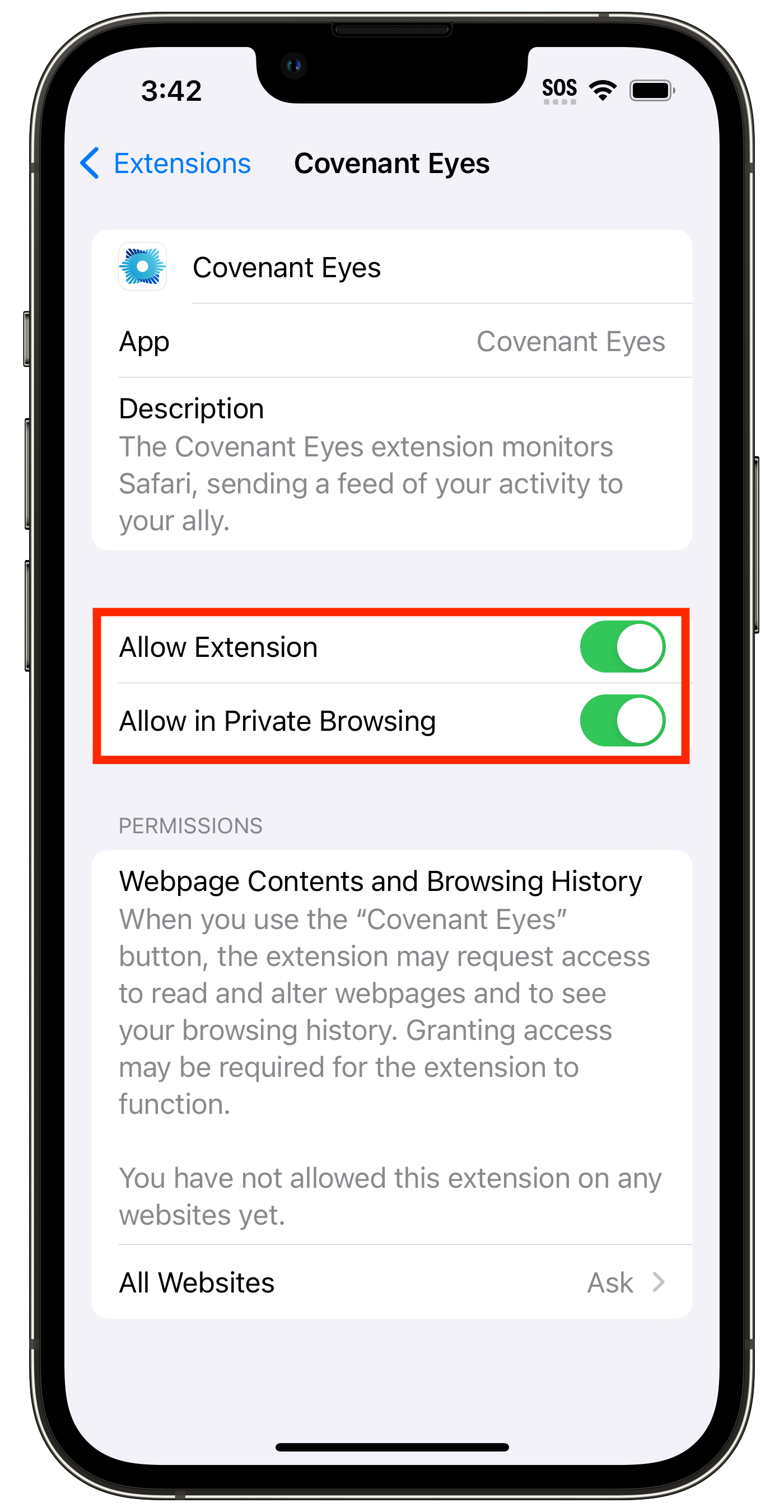 Safari extension permissions in iOS 17 and Safari 17