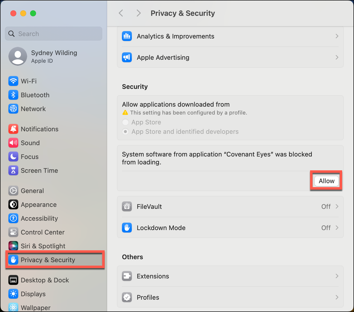 Allow CE in Privacy & Security.png