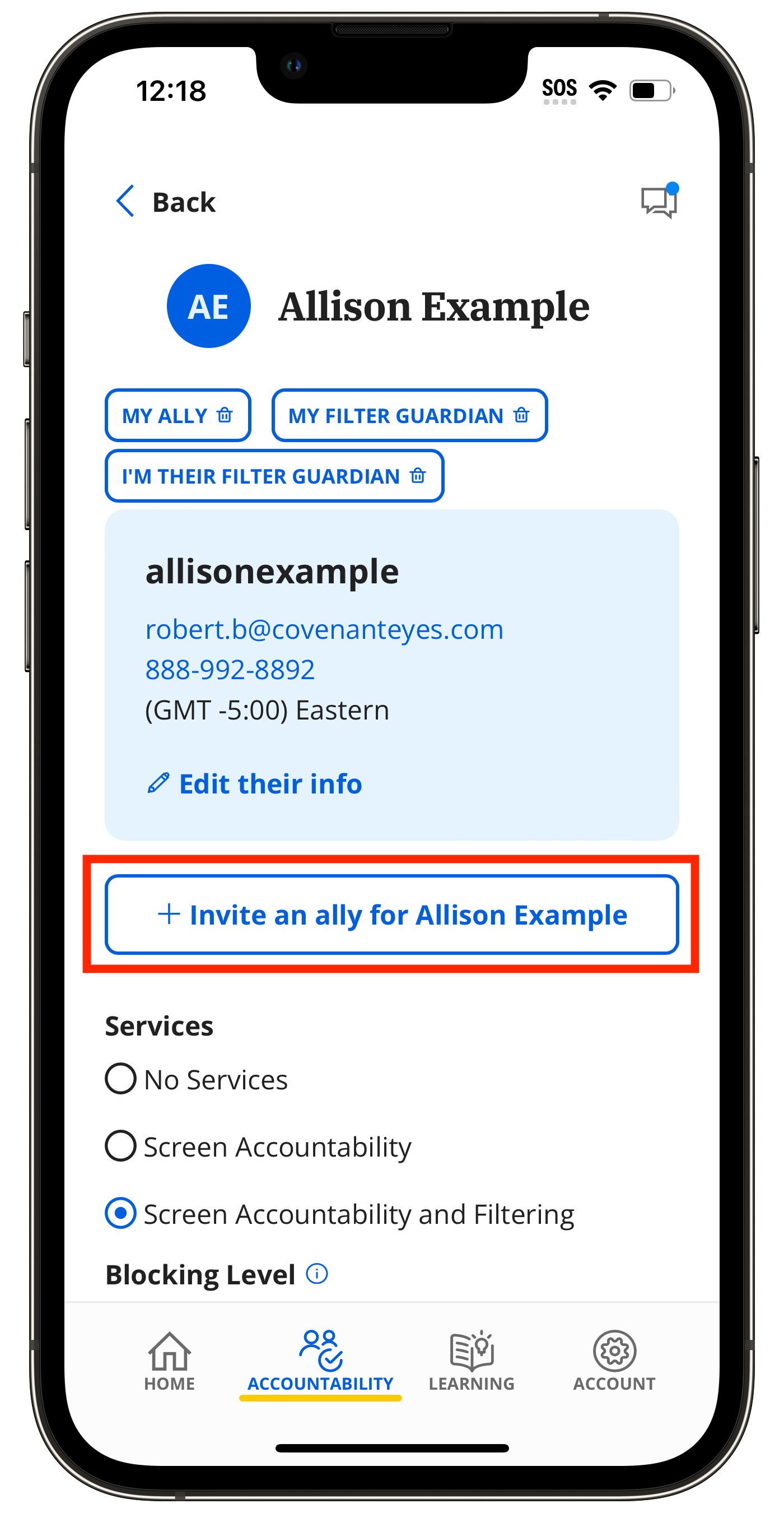 How do I add an ally or Filter Guardian for a member? Covenant Eyes