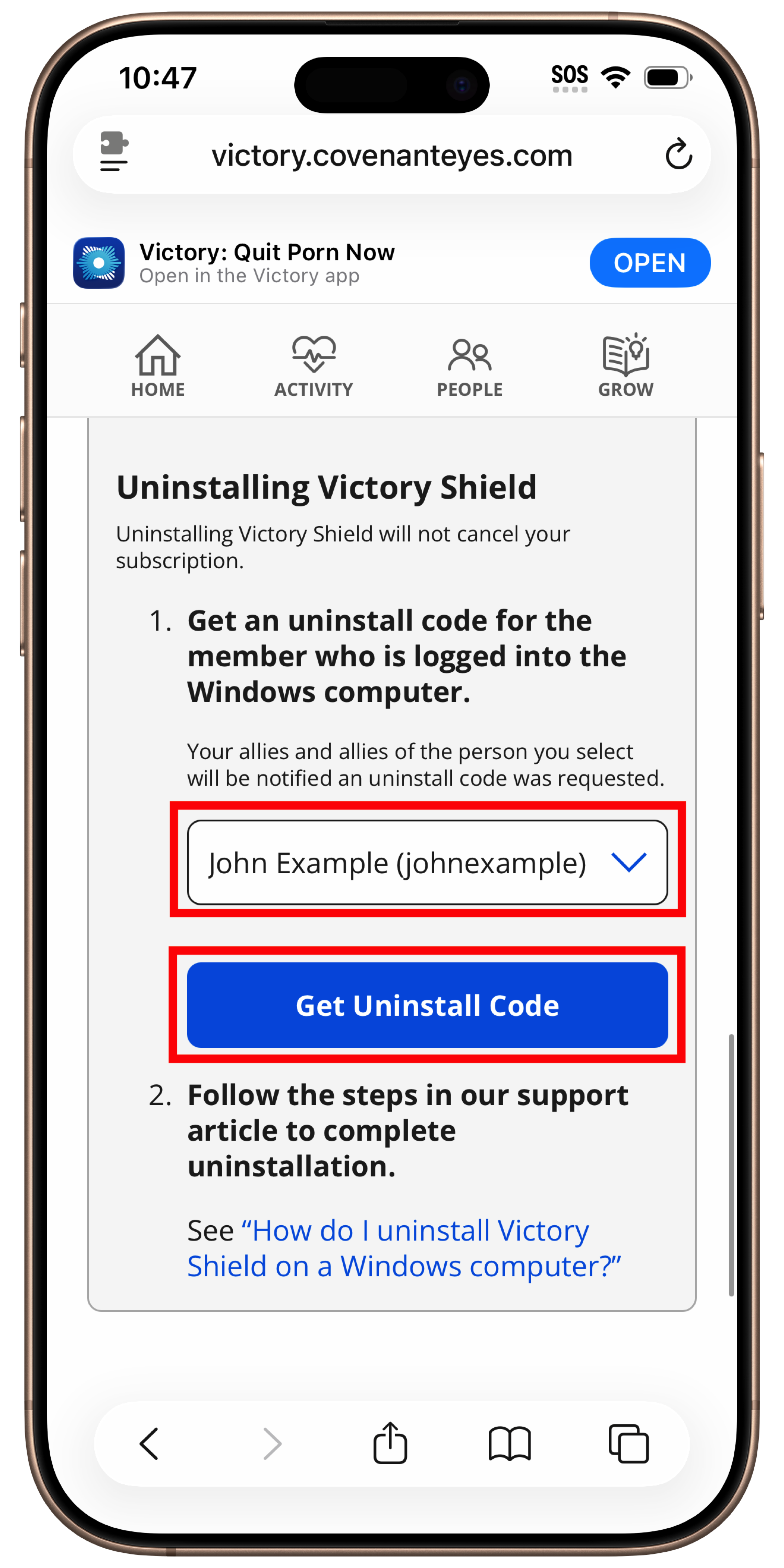 How do I get an Uninstall Code? – Covenant Eyes Service Center